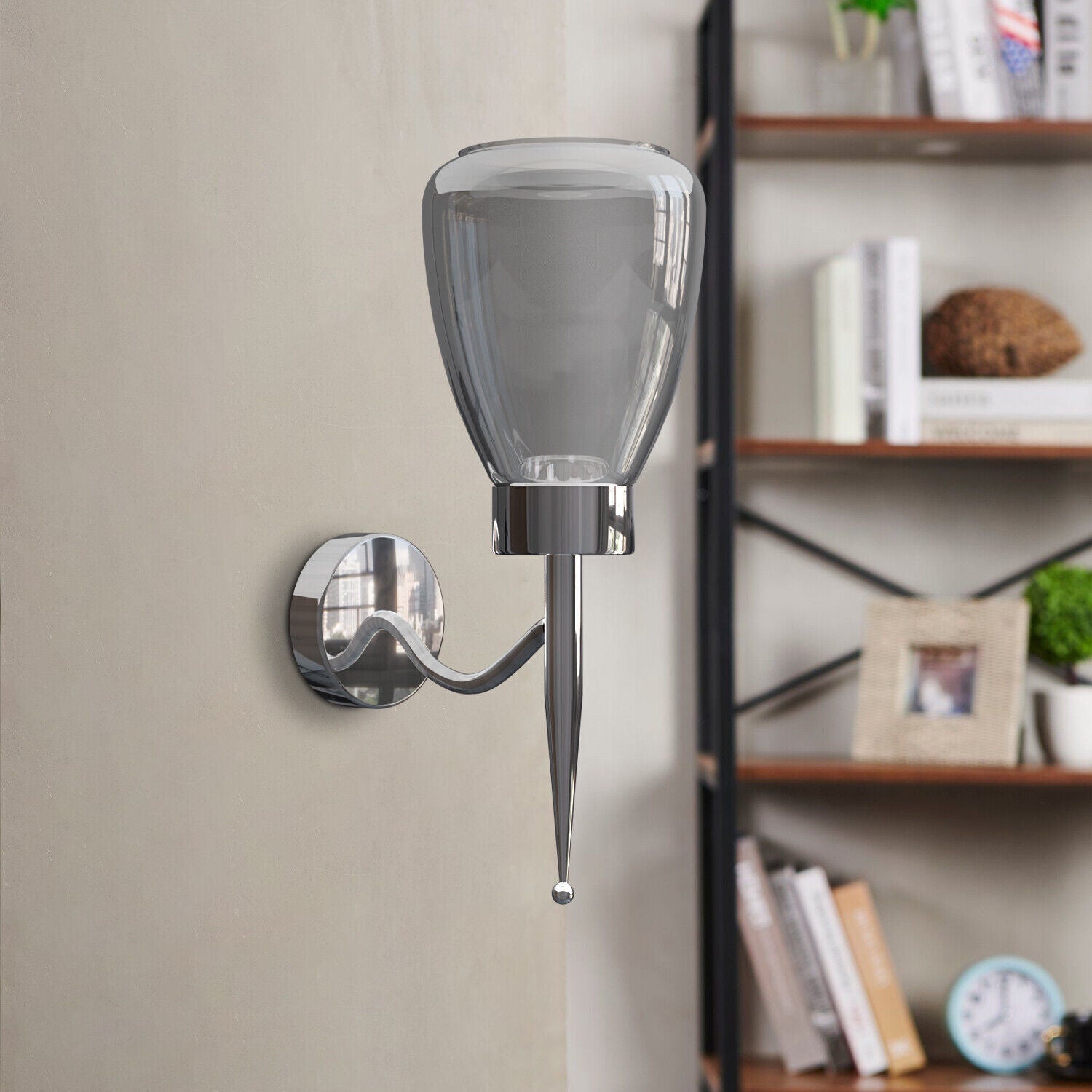 Modern Wall Sconces Smoked Glass Shade Wall Light ~5982