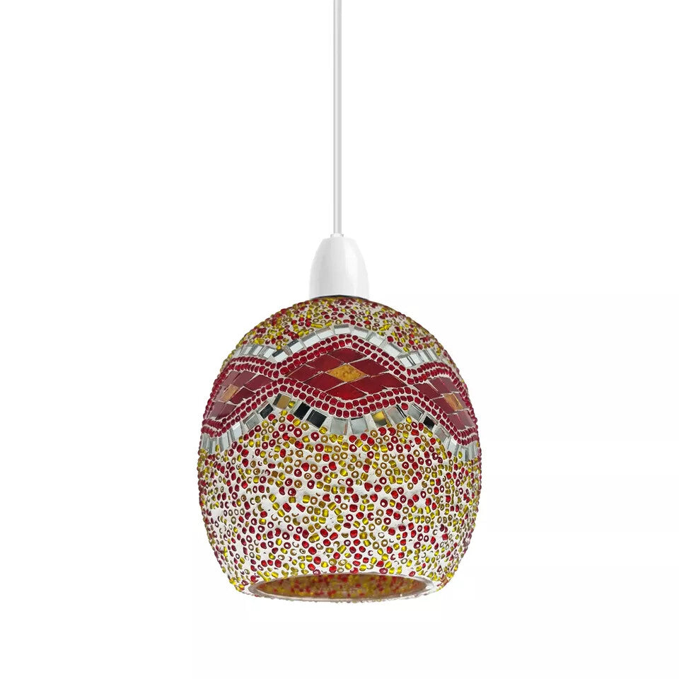 Easy Fit Modern Multicolored Glass Globe Mosaic Patterned Lampshade Hand-Crafted Design