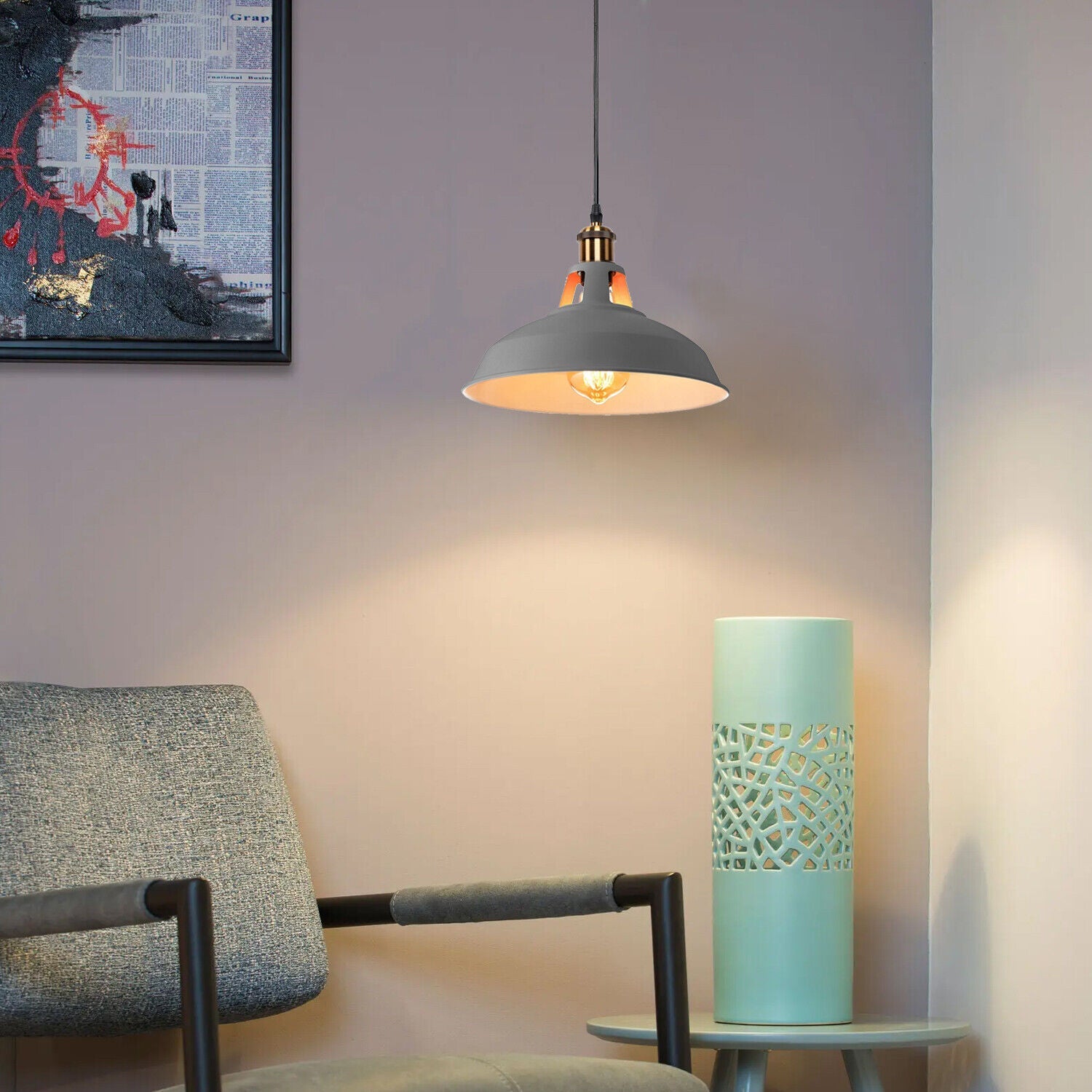 Metal Ceiling Pendant Light LED Modern Lamp Shade Hanging Lamp ~5870