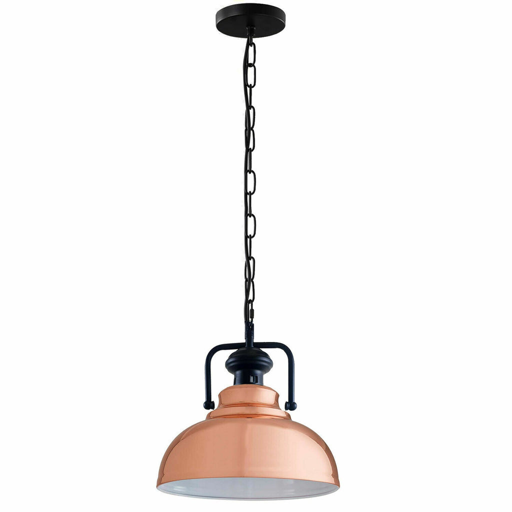 Industrial Metal Chain E26 Pendant Hanging Light Fixture with Shade