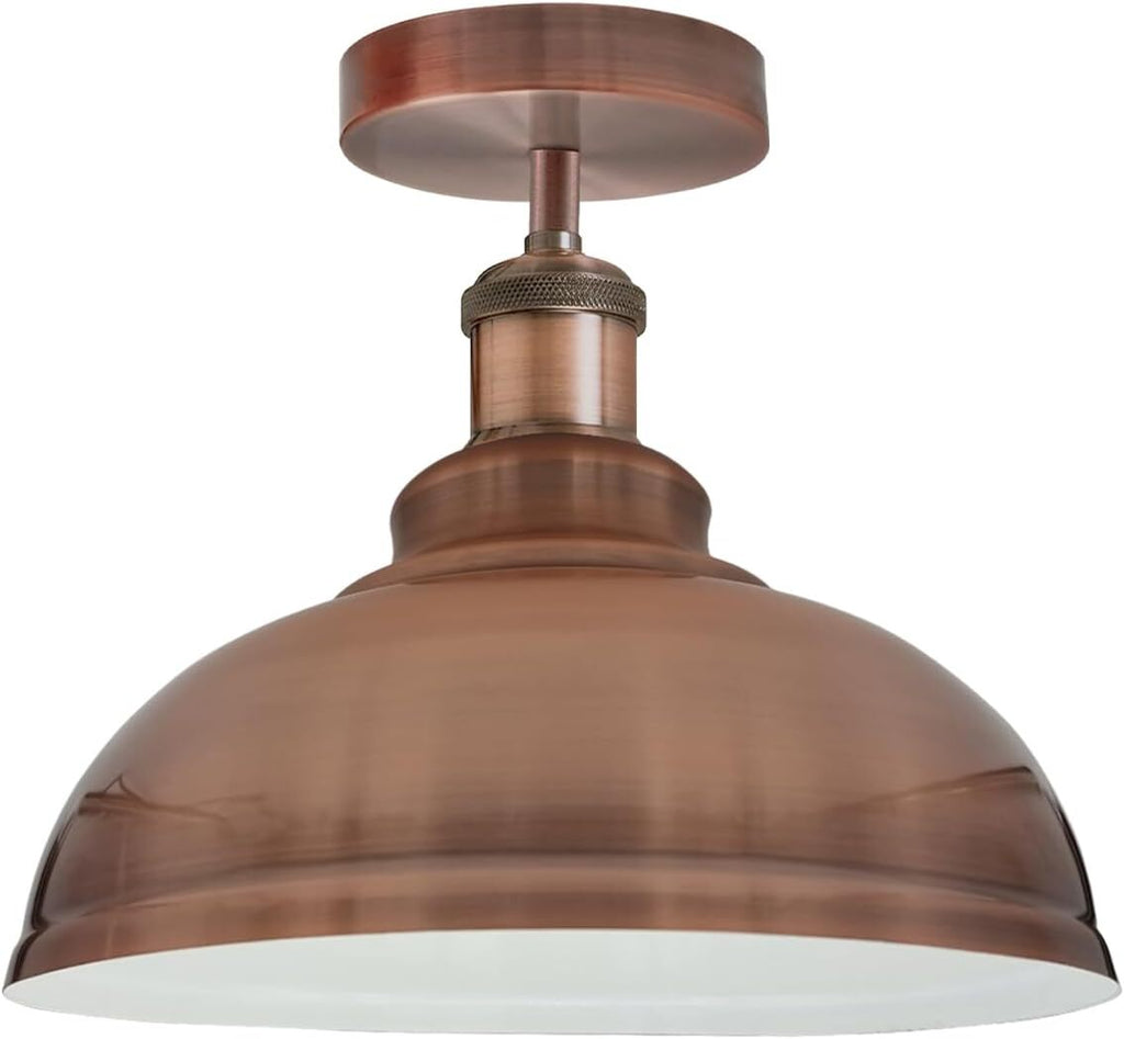 Industrial Style Flush Mount Ceiling Light with Curvy Metal Dome Shade