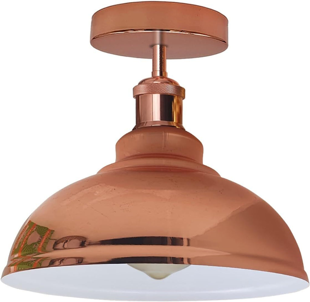 Industrial Style Flush Mount Ceiling Light with Curvy Metal Dome Shade