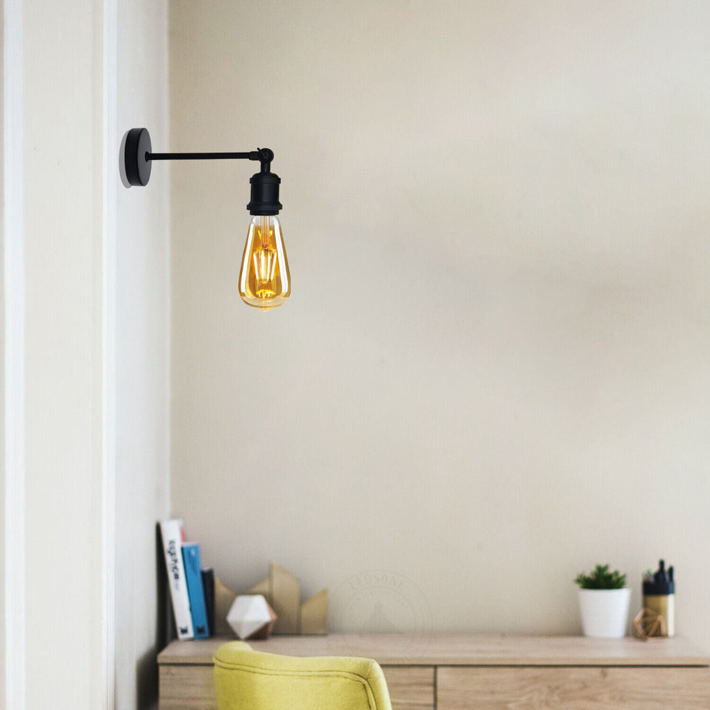 Retro Industrial Metal Wall Sconce Light with Adjustable Arm, E27 Base