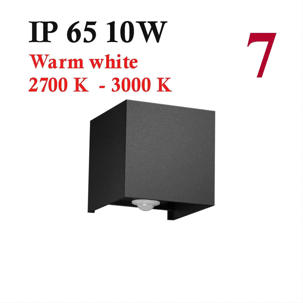 2 Pack Square Outdoor up down LED Wall Light PIR Motion Sensor IP54 Lamp 10W ~6255