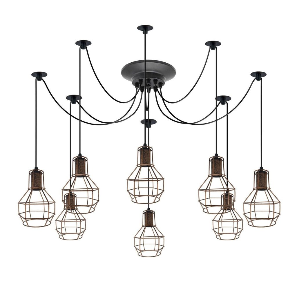 Industrial Black 8-Head Spider Light Pendant Modern Adjustable Ceiling Fixture