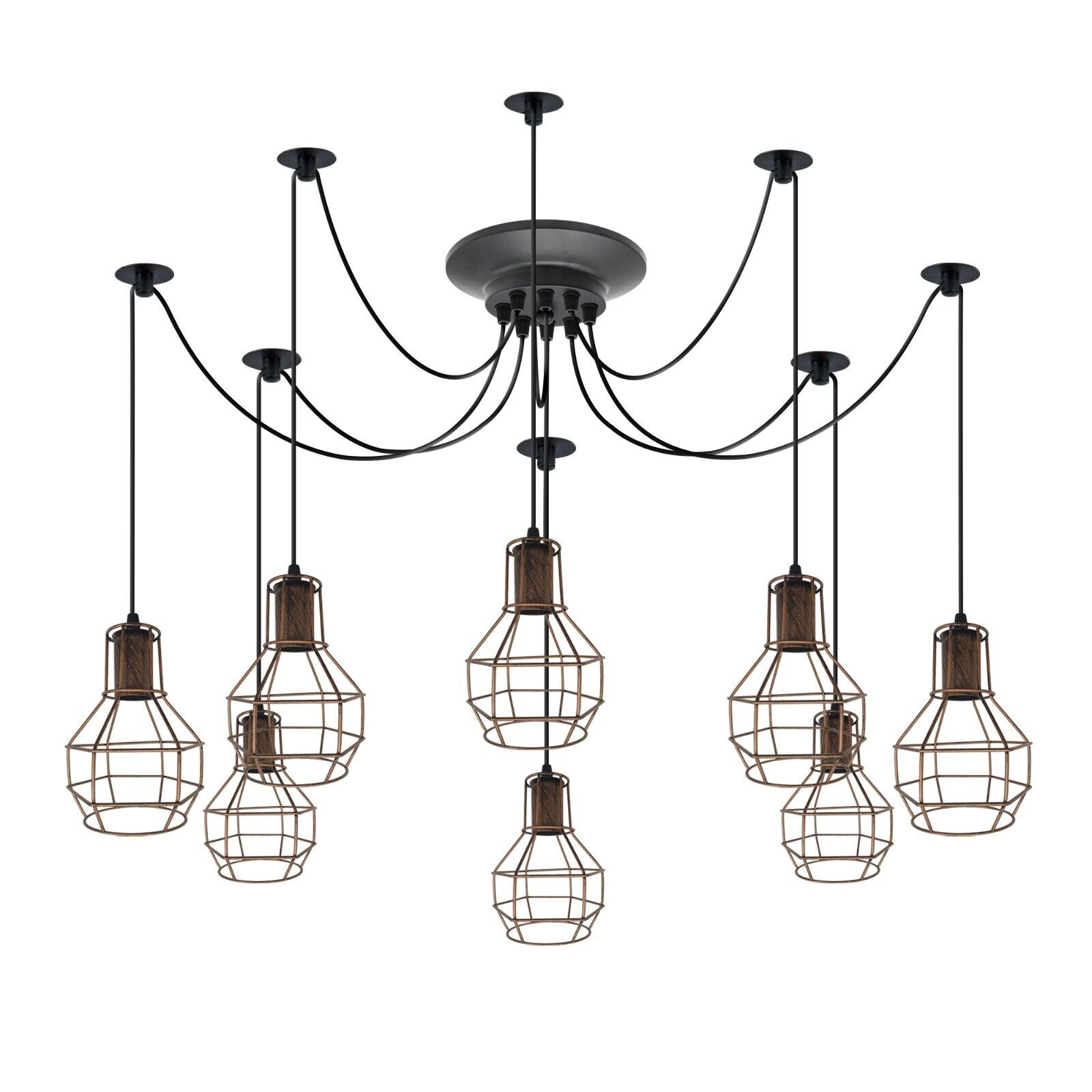 Industrial Black 8-Head Spider Light Pendant Modern Adjustable Ceiling Fixture