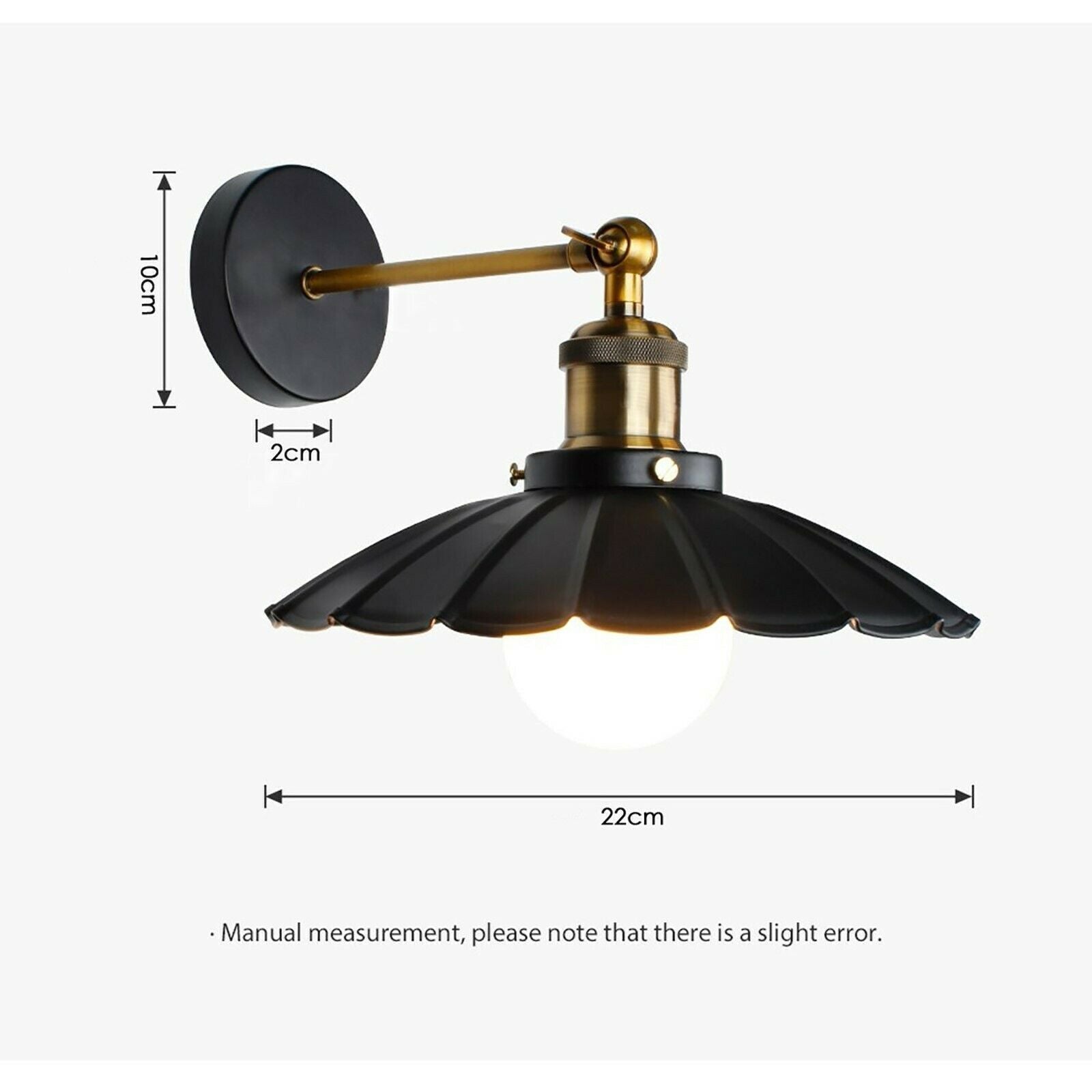 Industrial Black Metal Wall Sconce Light Fixture Retro Vintage Style Lamp
