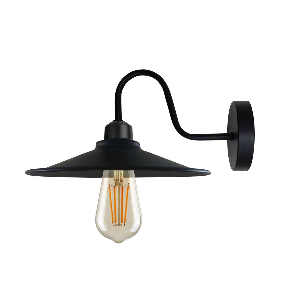 Industrial Black Metal Wall Sconce Light Fixture, Vintage Retro Style