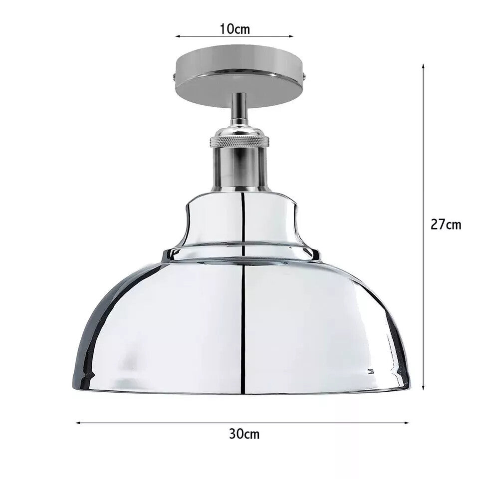 Industrial Style Flush Mount Ceiling Light with Curvy Metal Dome Shade