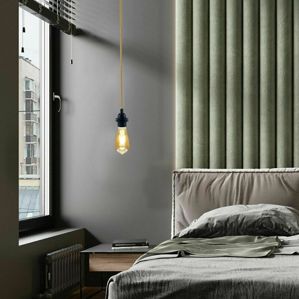 Hemp Pendant Lights Kit UK Plug E27 Fitting ~6026