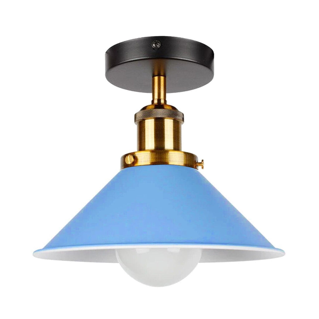 Industrial Metal Cone Shade Semi-Flush Ceiling Light Fixture for Modern Homes