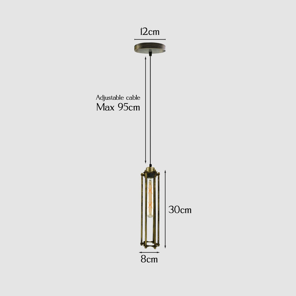 Industrial Metal Cage Pendant Light, Retro Hanging Ceiling Lamp Fixture