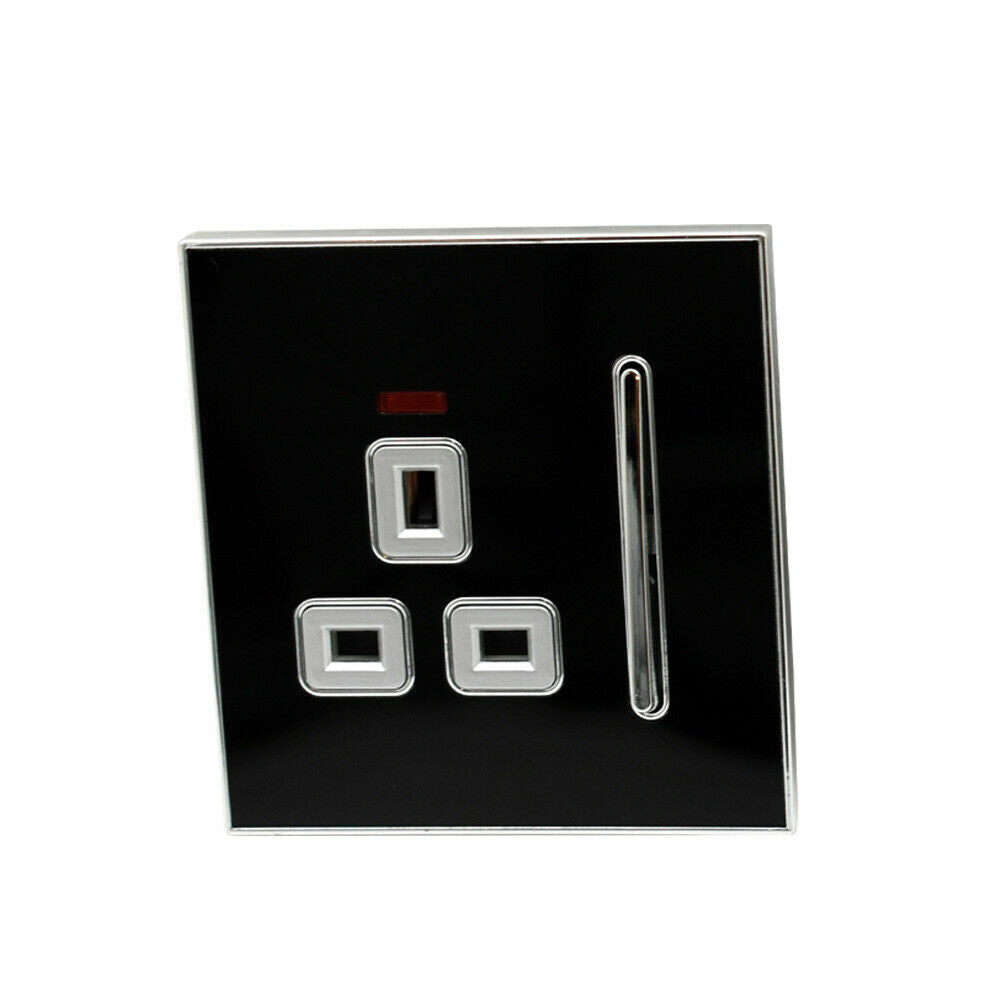 Sleek Black 1 Gang Screwless Wall Socket with Dual USB