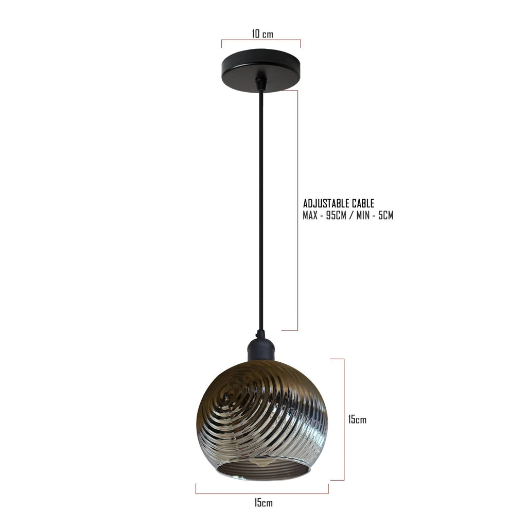 Industrial Retro Pendant Ceiling Light with Clear Glass Shade E27 Edison Ready