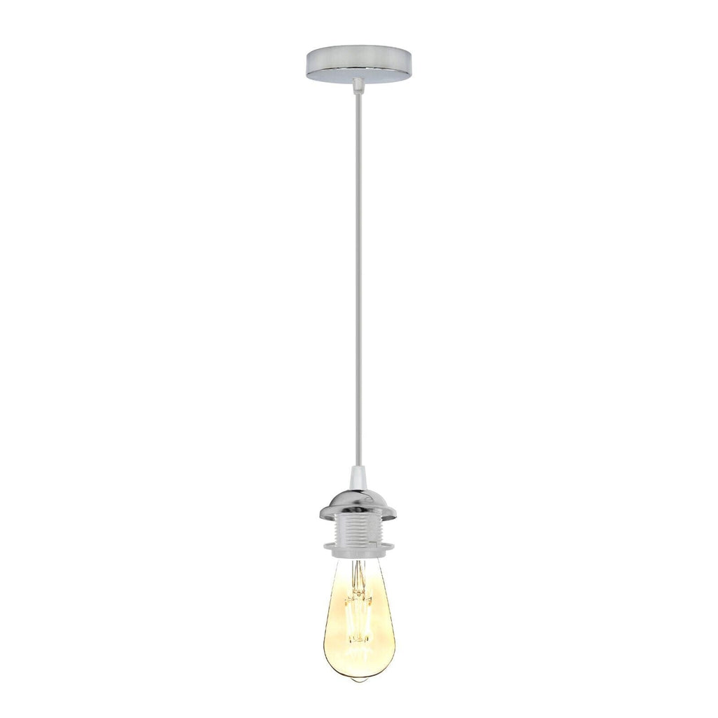Industrial Metal E27 Adjustable Pendant Light Fixture, Multiple Finishes, Pack Options