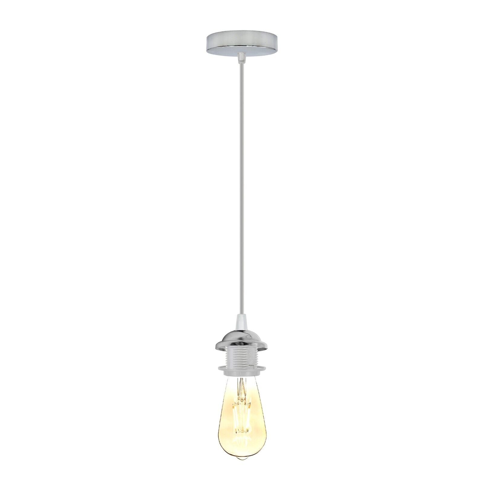 Industrial Metal E27 Adjustable Pendant Light Fixture, Multiple Finishes, Pack Options