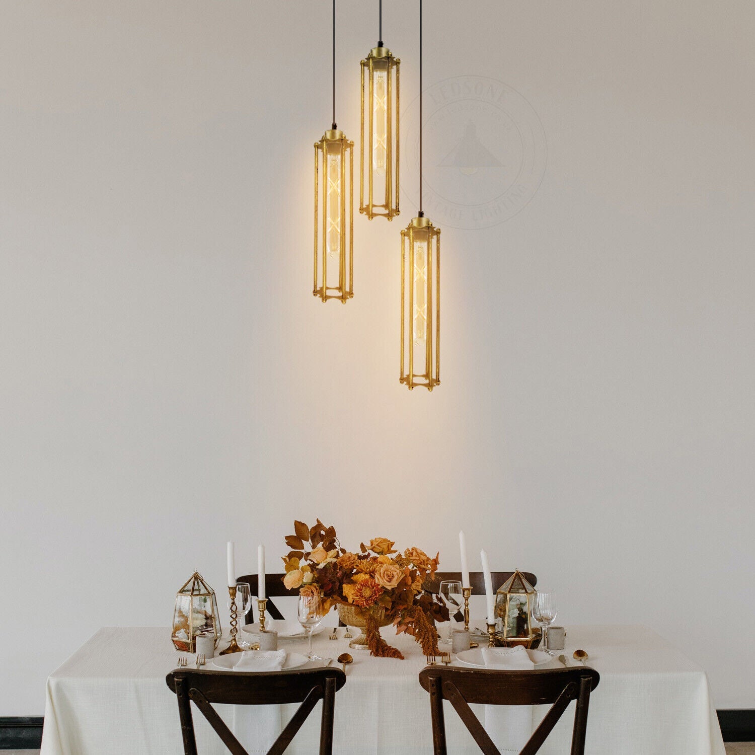 Brushed Brass Industrial Metal Cage Ceiling Pendant Retro Hanging Lamp