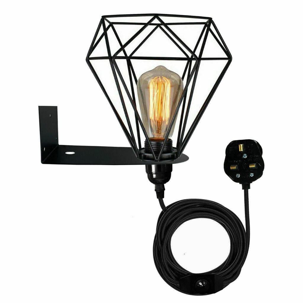 Modern Industrial Plug-in Metal Swing Arm Wall Sconce Light with Dimmer Switch