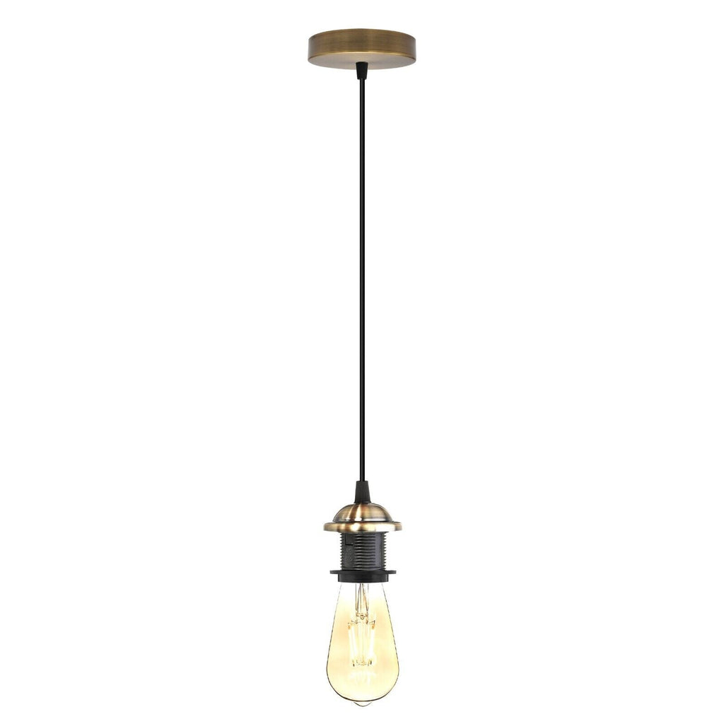 Vintage Industrial E27 Metal Pendant Light Kit with Adjustable Braided Cable