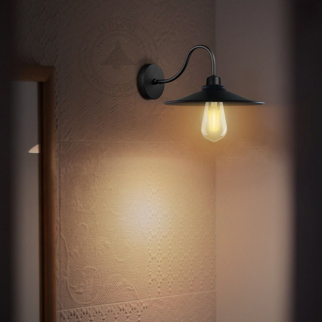 Industrial Black Metal Wall Sconce Light Fixture Retro Vintage Style Lamp