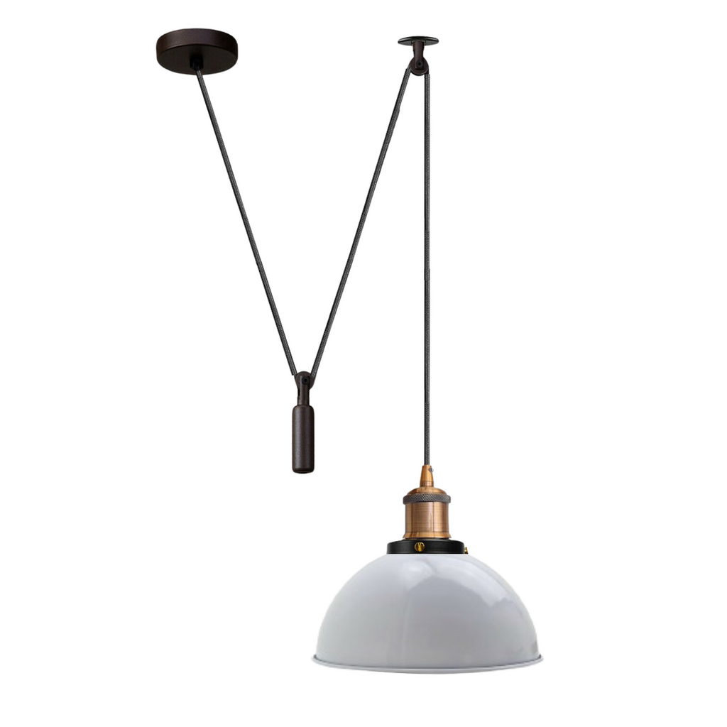 Adjustable Industrial Pulley Pendant Light Fixture, Vintage Metal Lampshade, E27 Base