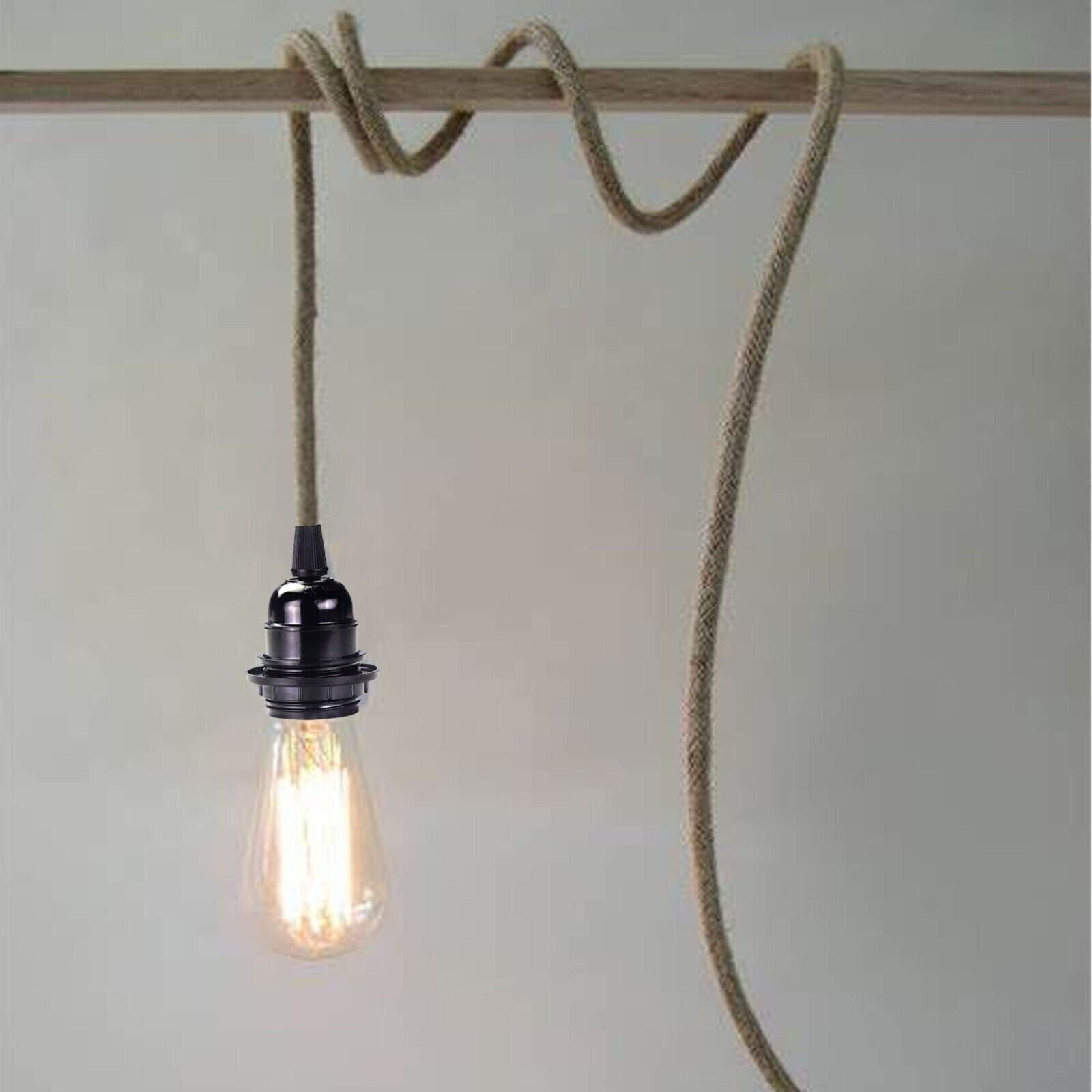 Hemp Pendant Lights Kit UK Plug E27 Fitting ~6026