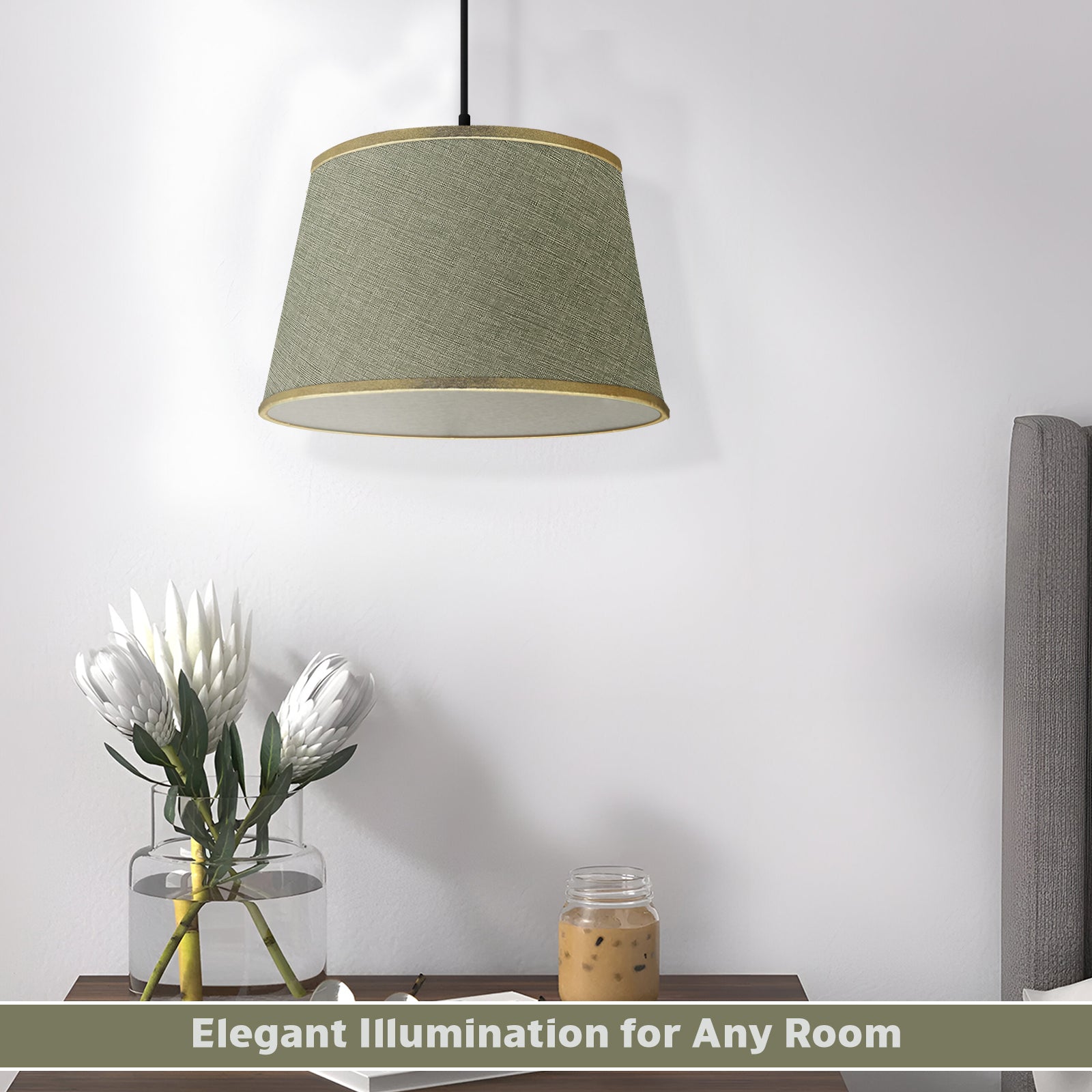 Modern Linen Coolie Ceiling Lampshade for Bedroom & Office - Stylish Lighting