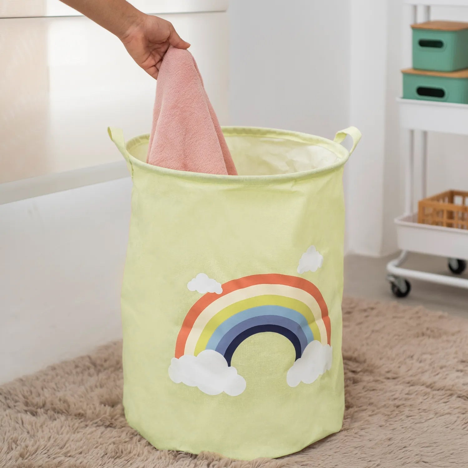 2-Pack Kids Foldable Cotton Laundry Basket for Nursery Storage