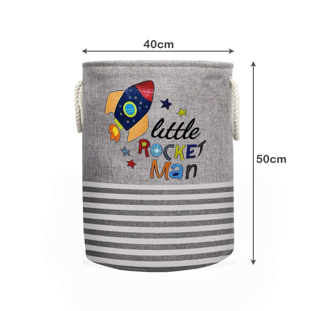 Foldable Round Cotton Laundry Basket with Waterproof Lining for Clothes Storage