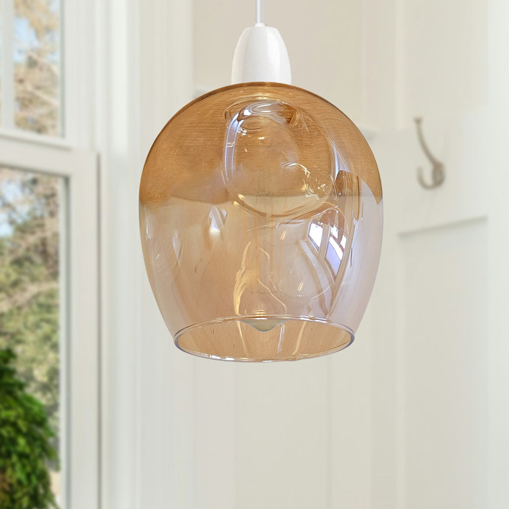 Floral Glass Easy Fit Pendant Light Shade Modern Chrome Finish Design