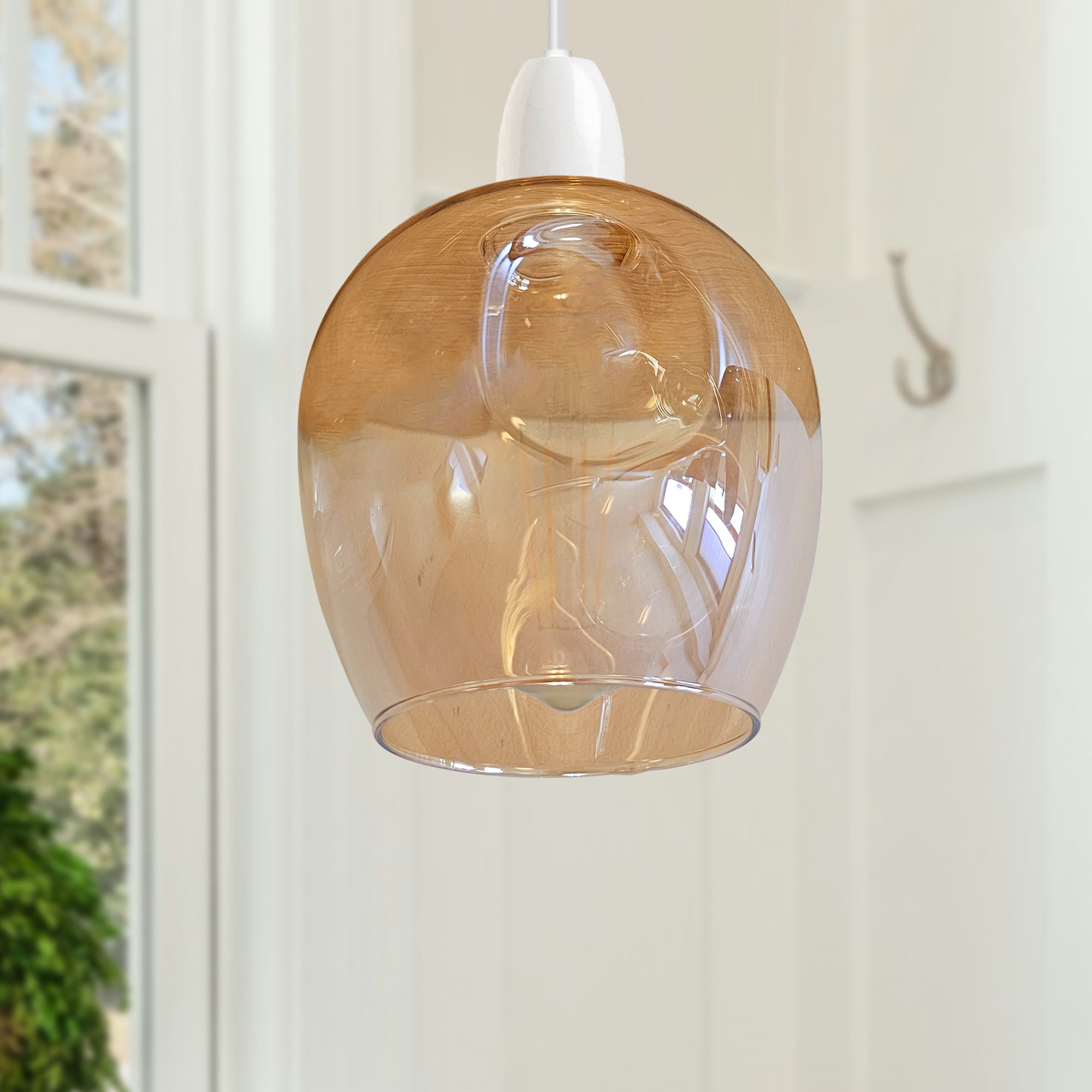 Floral Glass Easy Fit Pendant Light Shade Modern Chrome Finish Design