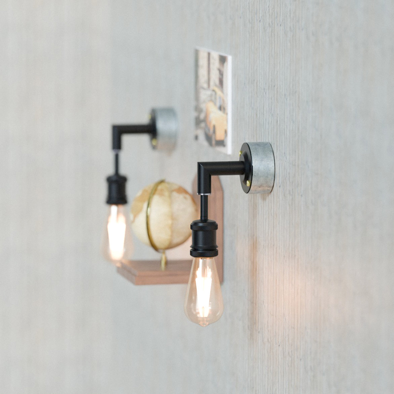 Industrial Black Metal Conduit Pipe Wall Light, Edison E27 Lamp Holder