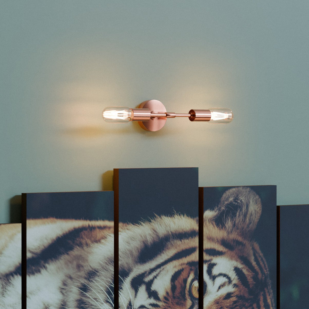 Modern Industrial Dual Bulb E27 Wall/Ceiling Light Fixture, Metal Finish