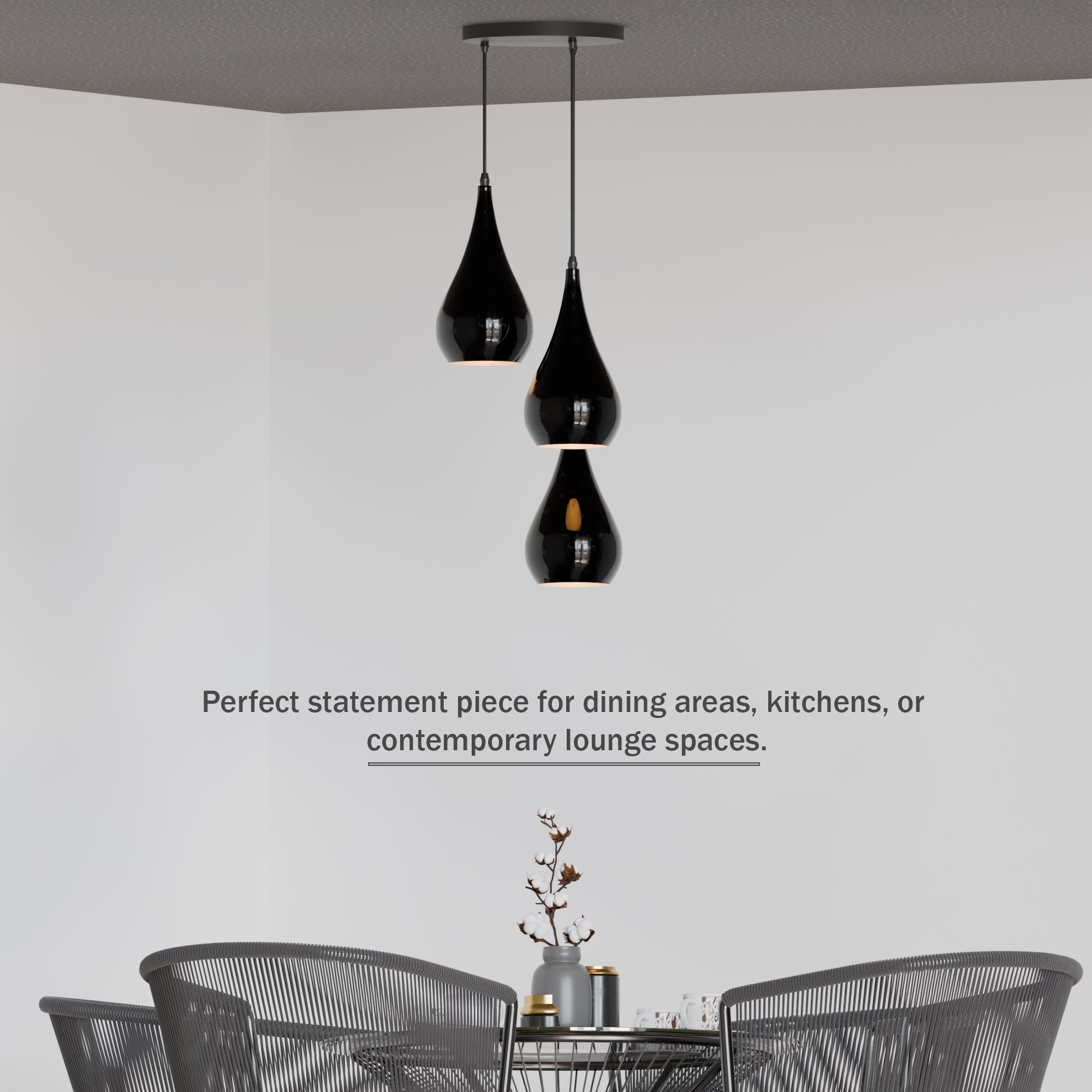 Modern Industrial Black Metal E27 Vintage Pendant Ceiling Light Fixture Lamp