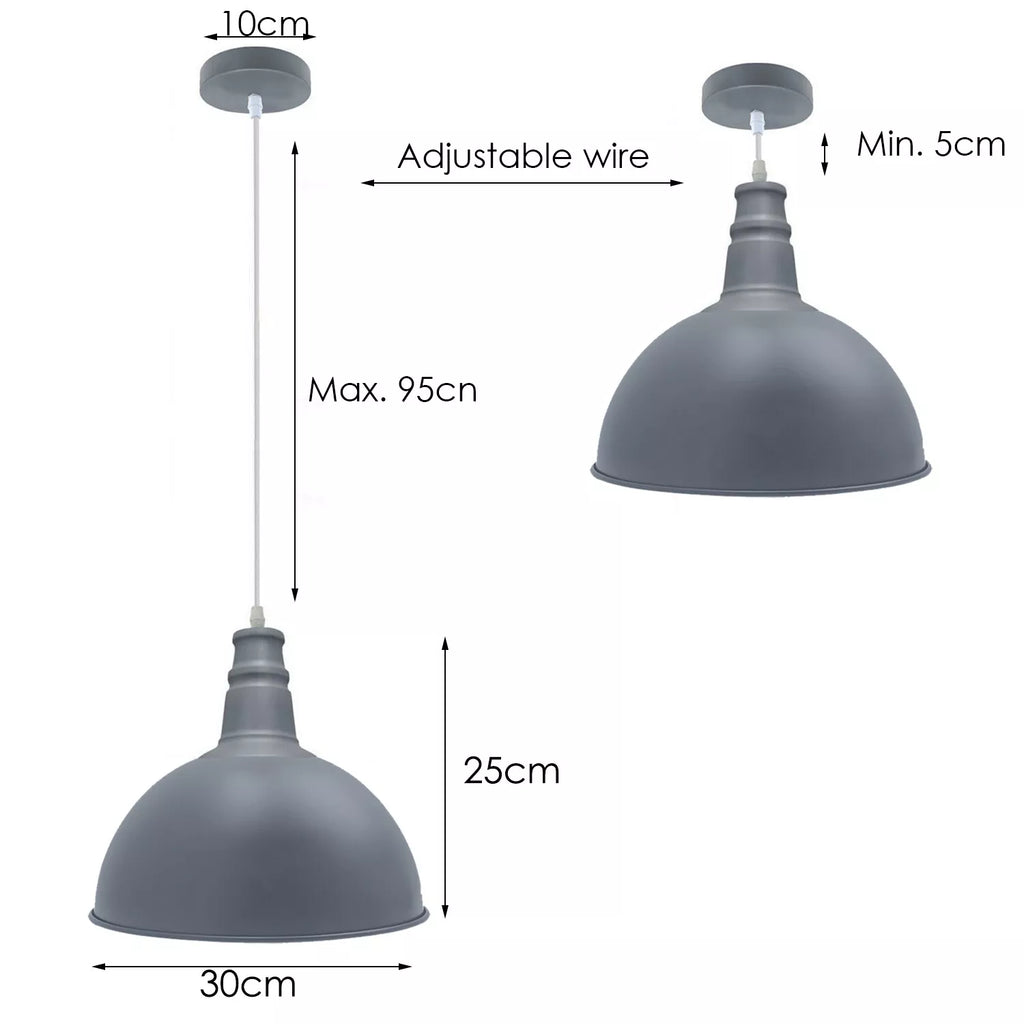 Chic Industrial Metal Dome Pendant Light: E27 Base, Cyan Blue Finish