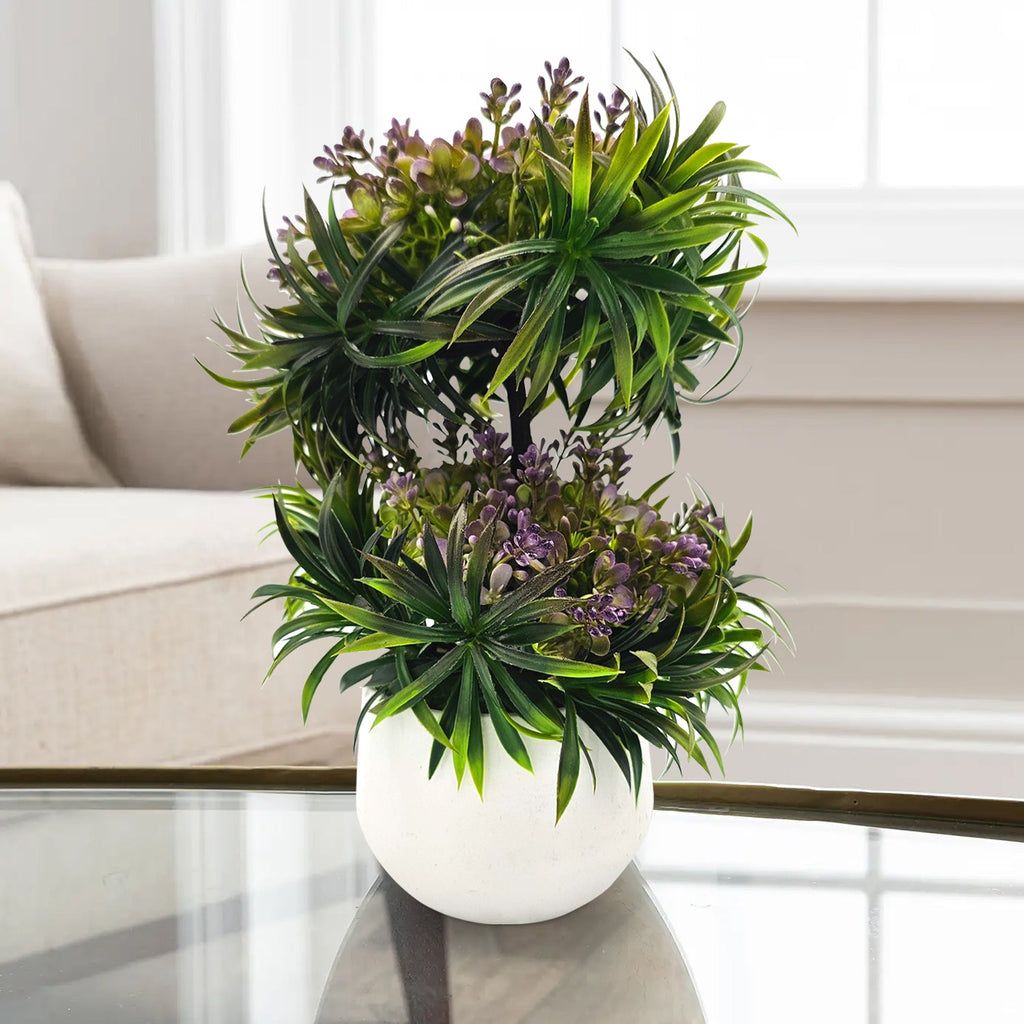 Modern Mini Artificial Bonsai Tree 2-Pack Indoor Outdoor Decorative Plants