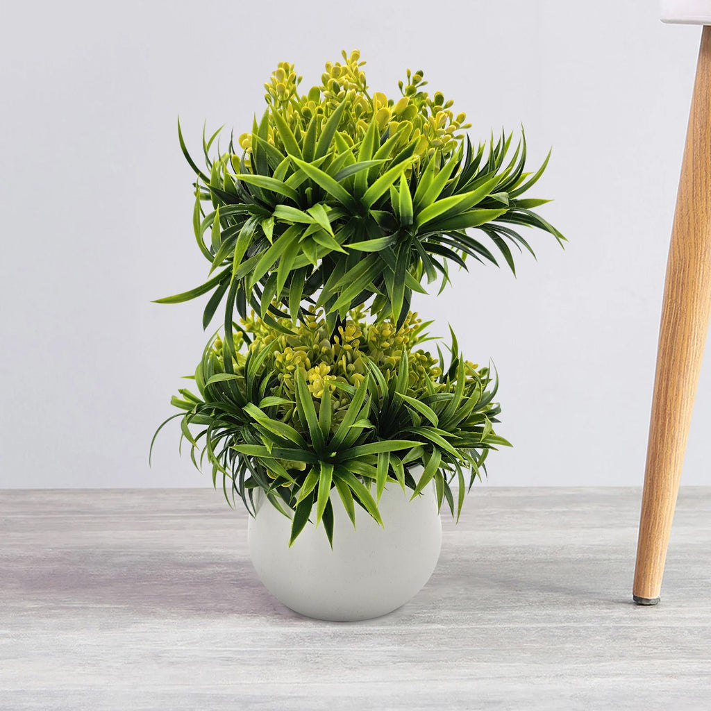 Modern Mini Artificial Bonsai Tree 2-Pack Indoor Outdoor Decorative Plants