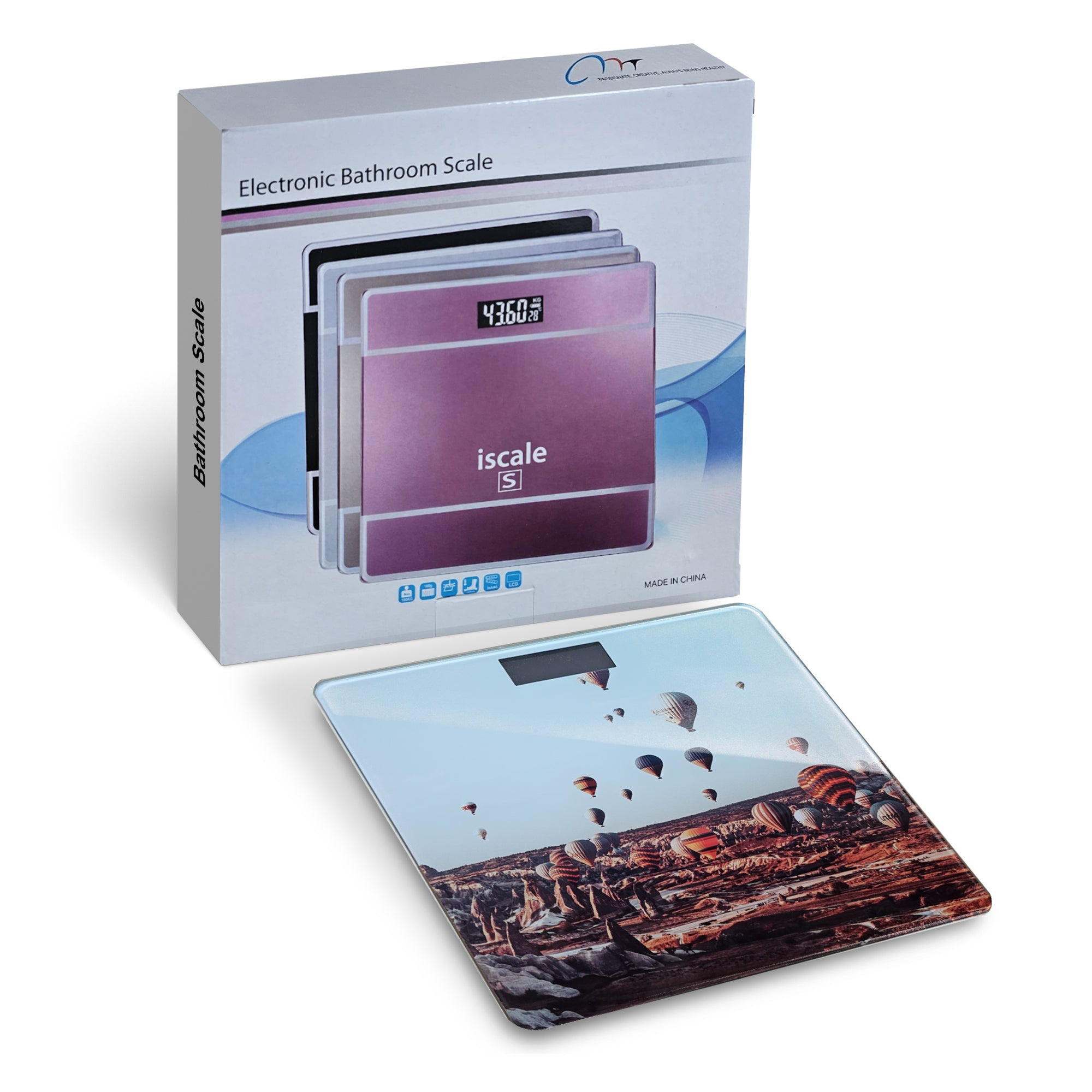 High Precision Digital Bathroom Scale, Stylish Printed Square Design, Accurate Weight