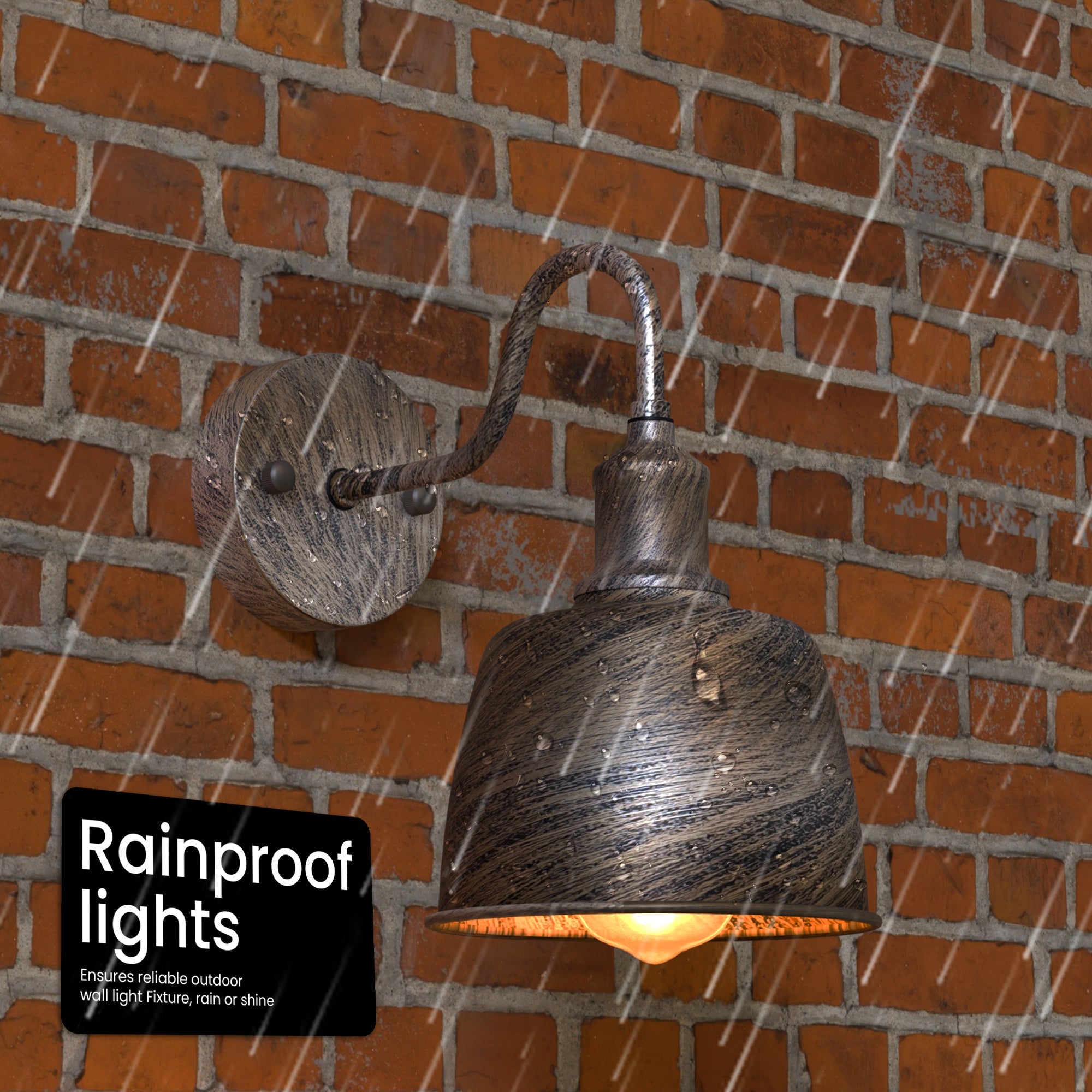 Industrial Outdoor Waterproof Bell Shade Wall Sconce Light, Metal Finish