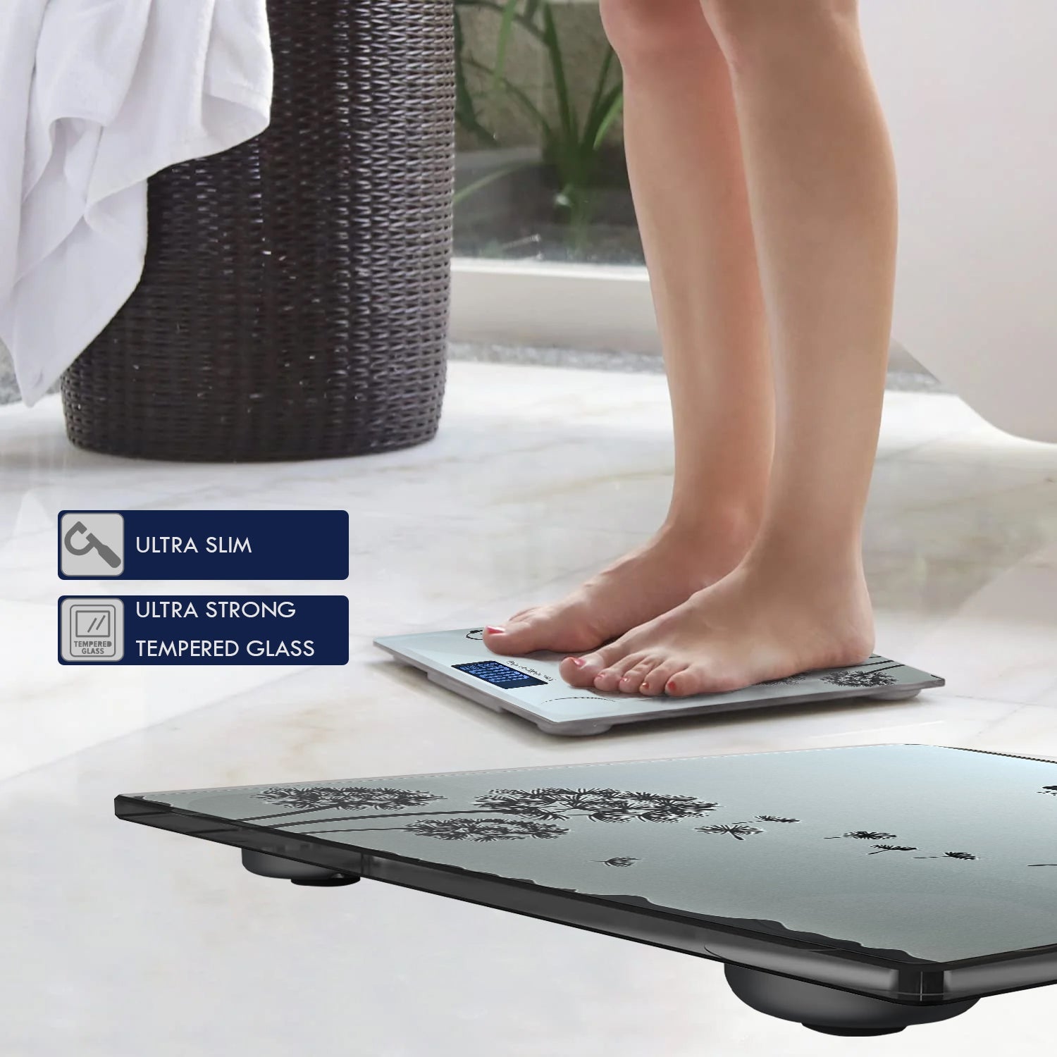 Accurate Digital Printed Glass Bathroom Scale for Stylish Weight Tracking