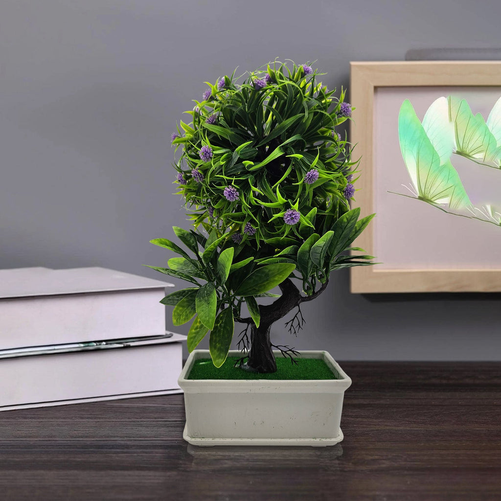 Lifelike Artificial Bonsai Small Tree with Fake Flowers, Easy Care Home Decor Accent