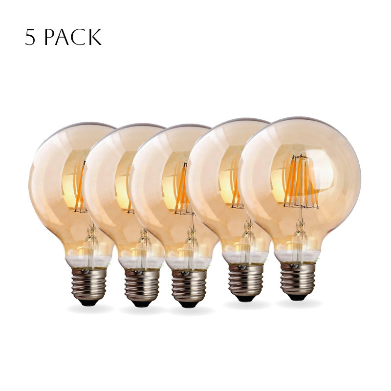 5-Pack G95 E27 8W LED Globe Vintage Retro Light Bulbs Warm White