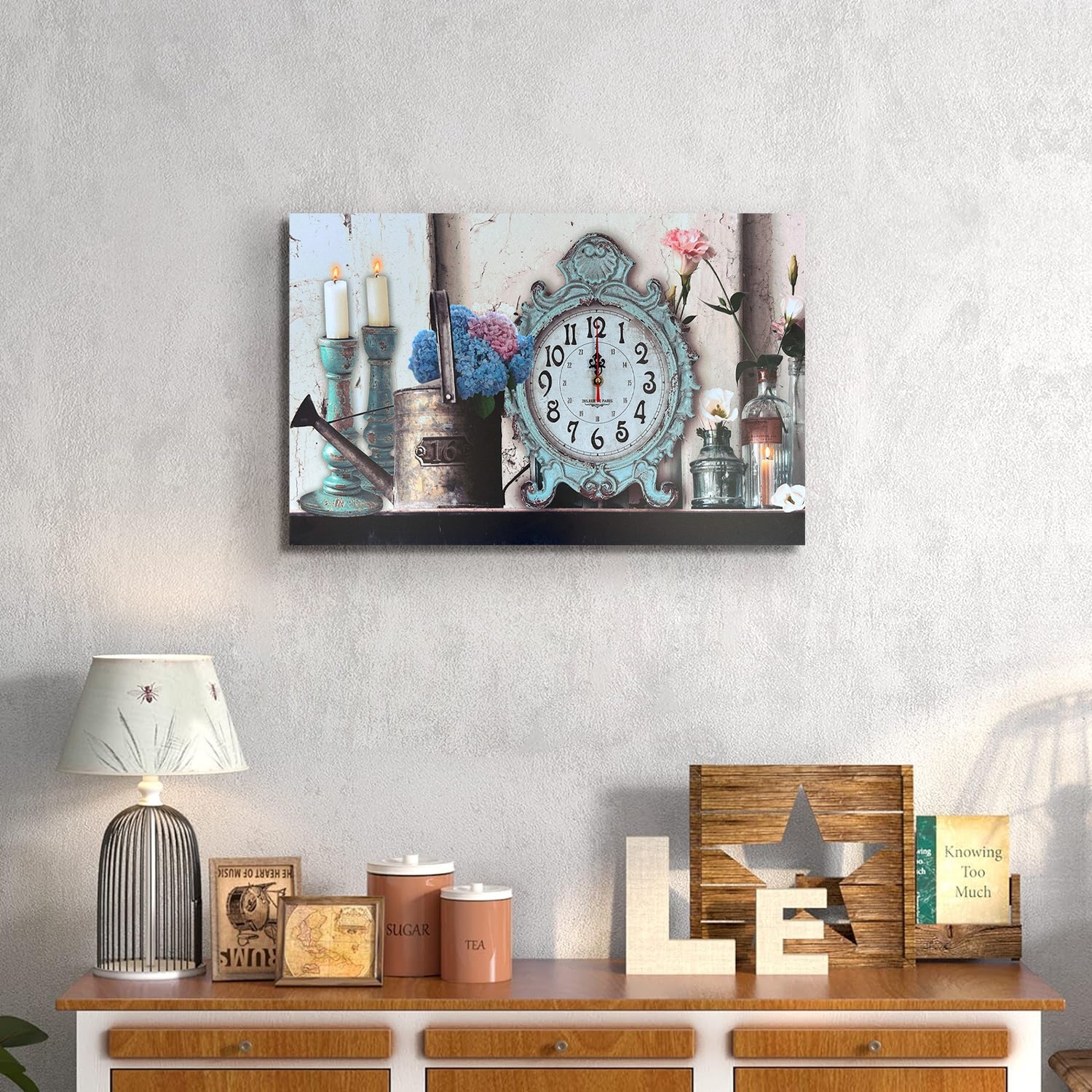 Modern Frameless Paris Eiffel Tower Wall Painting clock -5557