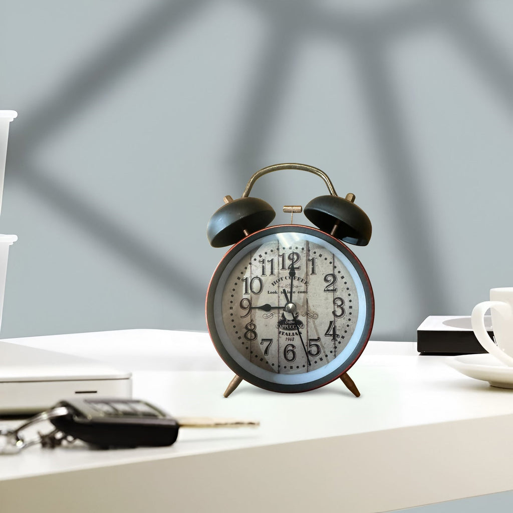 Twin Bell Alarm Clock Retro Battery Operated Bedside Clock-5553