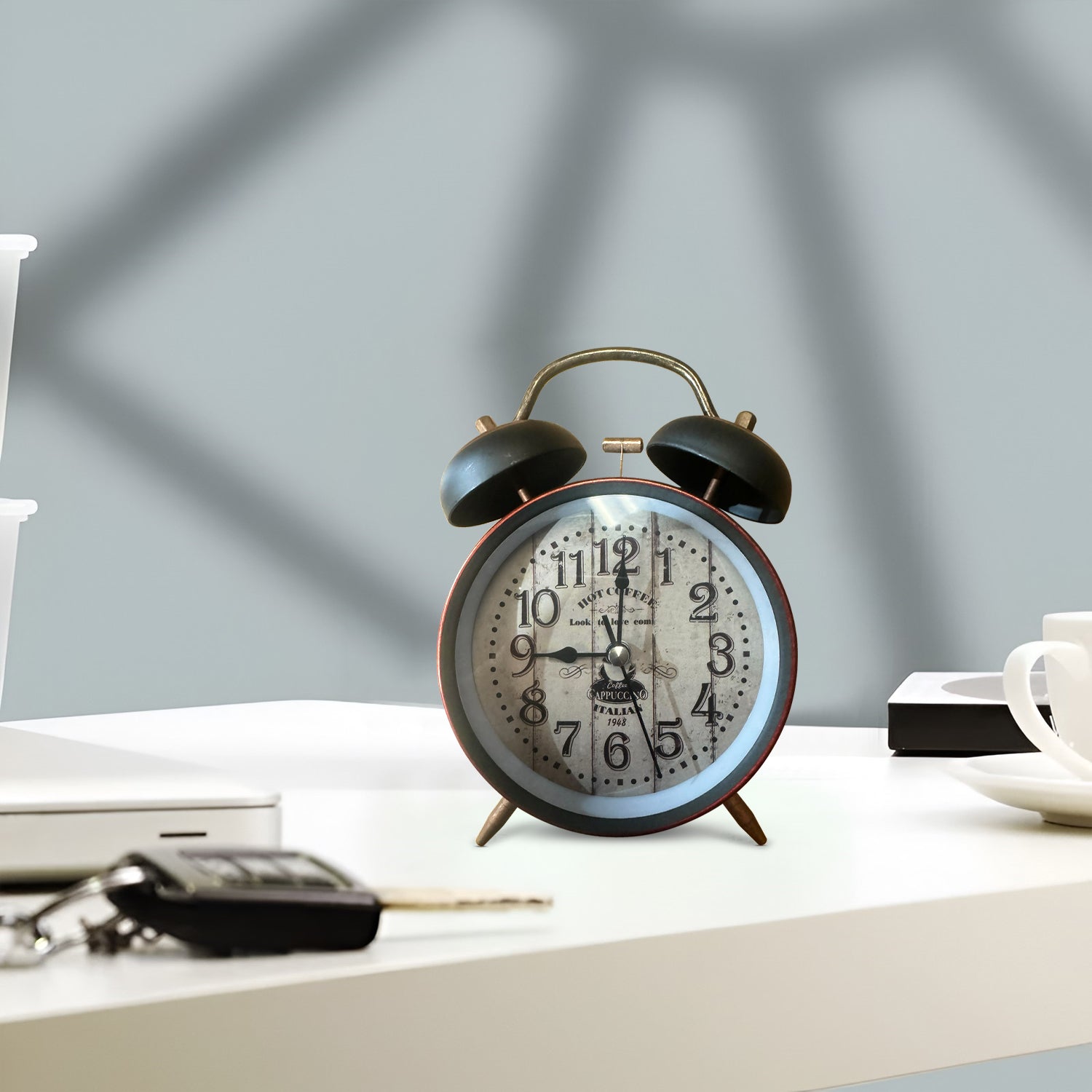 Twin Bell Alarm Clock Retro Battery Operated Bedside Clock-5553