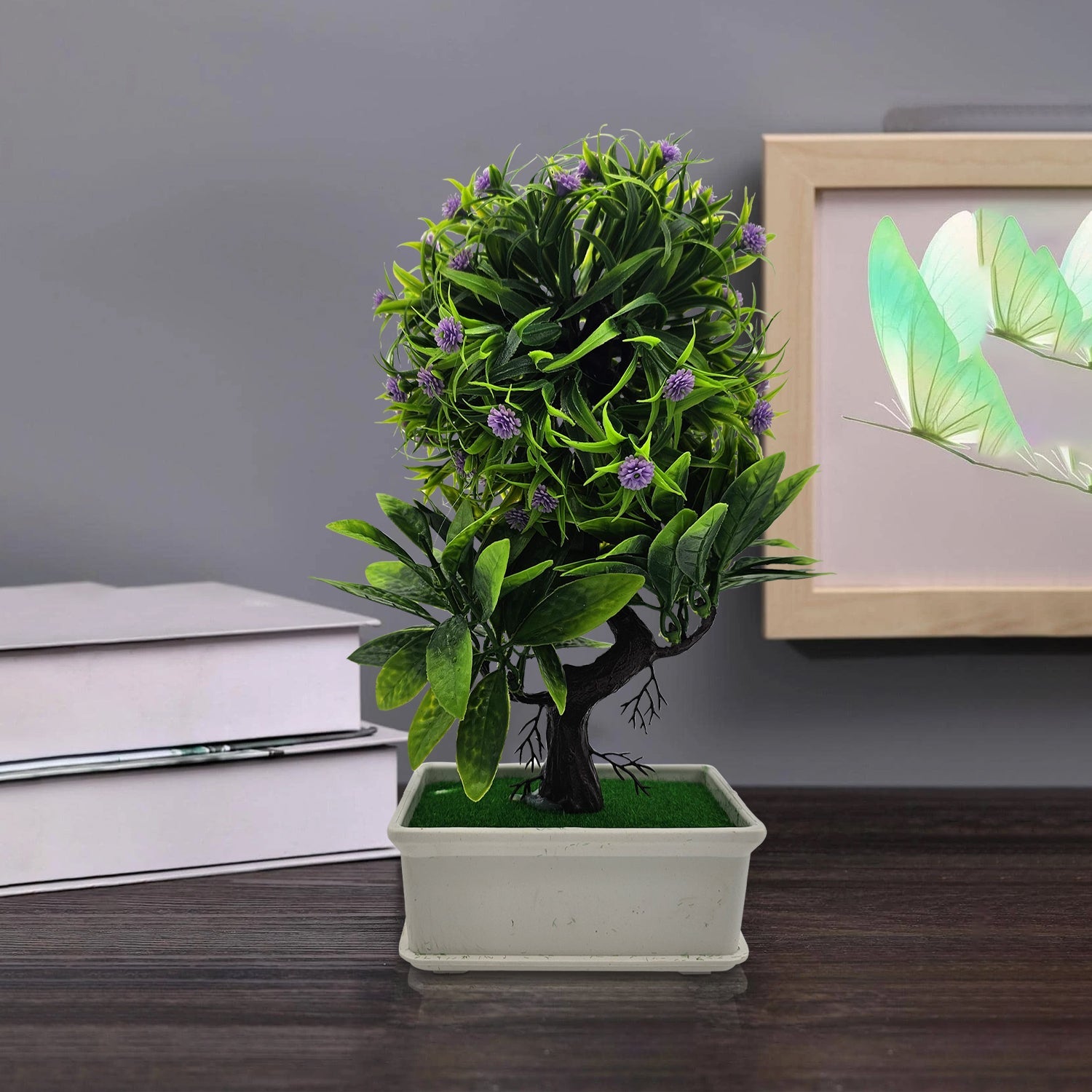 Lifelike Artificial Bonsai Small Tree with Decorative Flowers for Effortless Home Decor