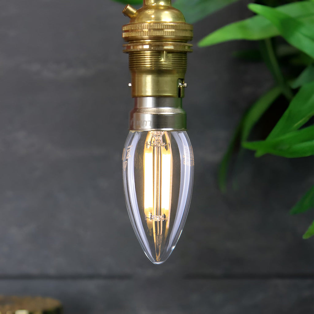 Energy Efficient B22 LED Filament Candle Bulb, 6W Cool White, Amber Glass Finish
