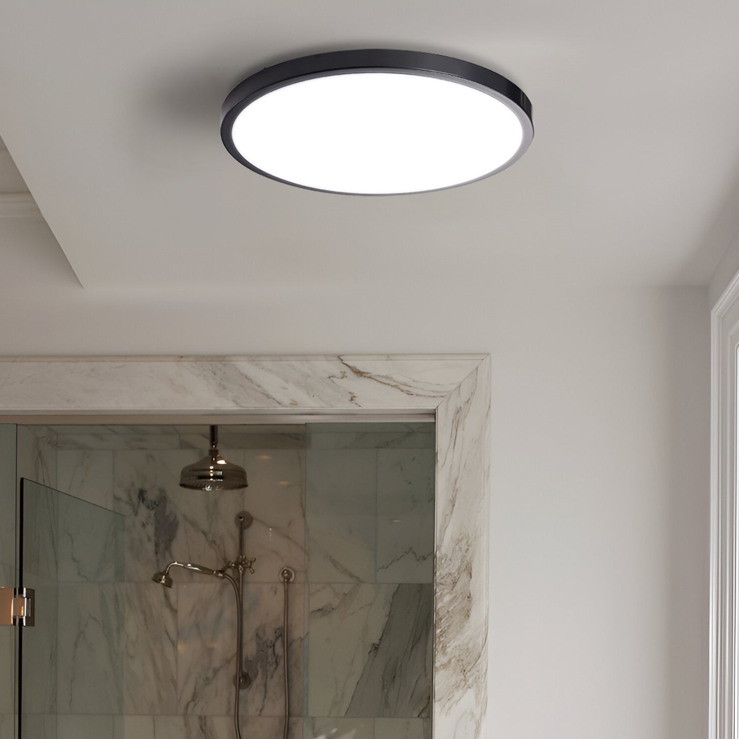 Modern 18W Black Round LED Flush Mount Ceiling Light Fixture Indoor