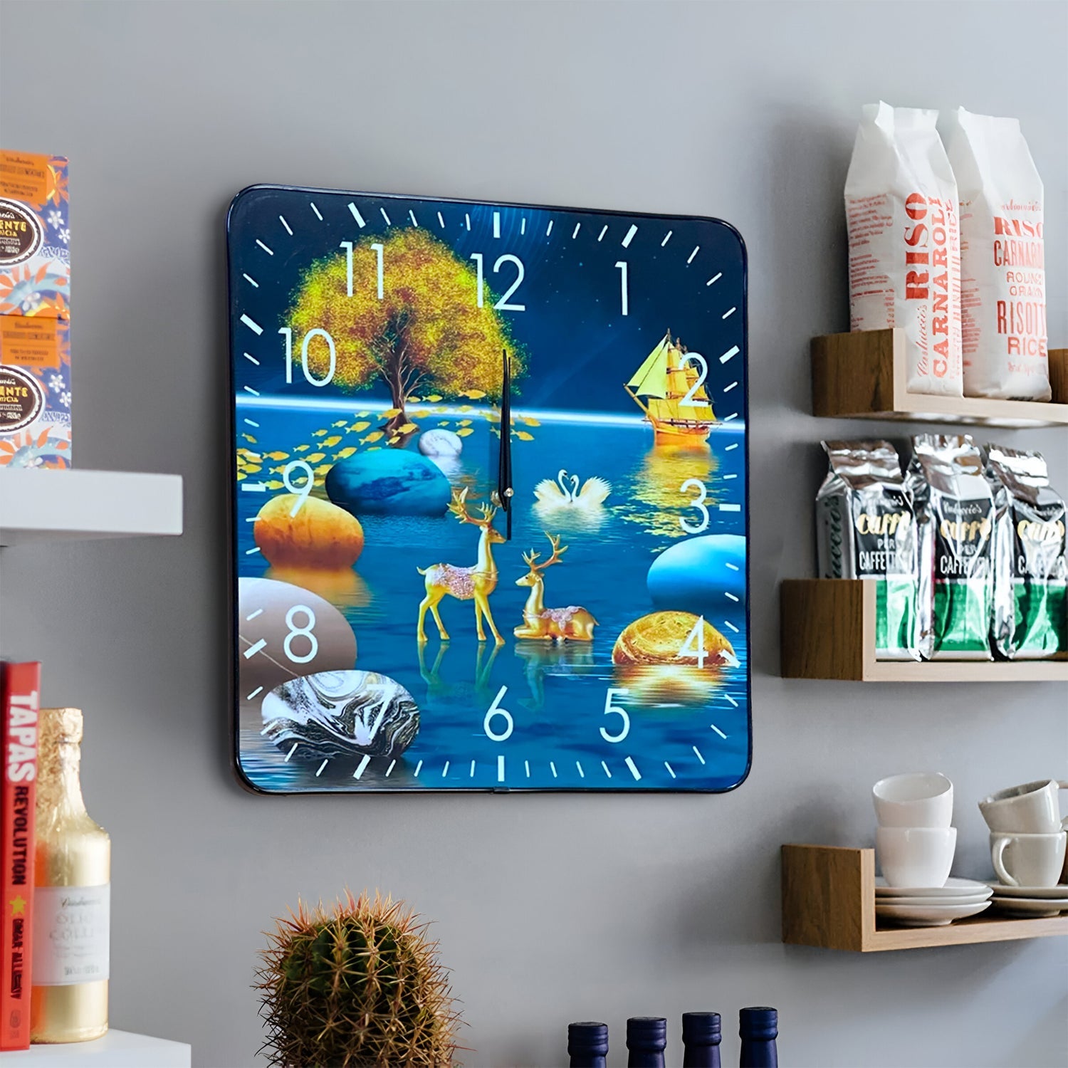 Minimalist Painting Square Shaped Metal Analog wall Clocks ~5205