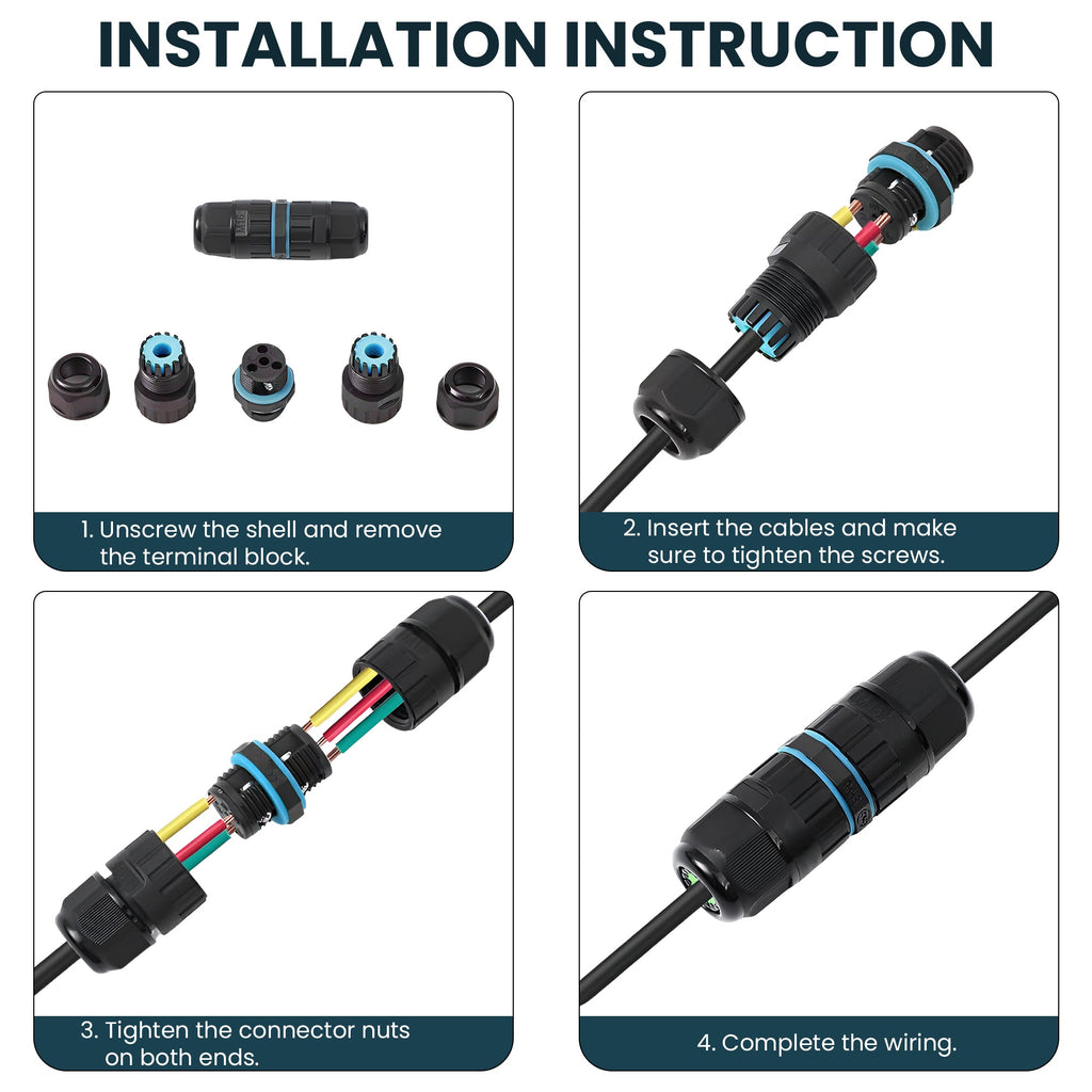 IP68 Waterproof 3-Way Outdoor Electrical Cable Connector Junction Box